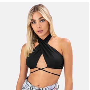 Cross wrap halter top